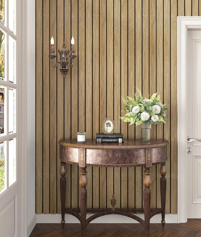 STICKEEP 3D Brown Wood Wall Panels 200"x12" Acoustic Slat Wall Paneling Peel and Stick Wood Panels Self Adhesive Flexible Veneer Wooden Slats Wallpaper for Bedroom Living Room Workshop Wall Decor - Image 5